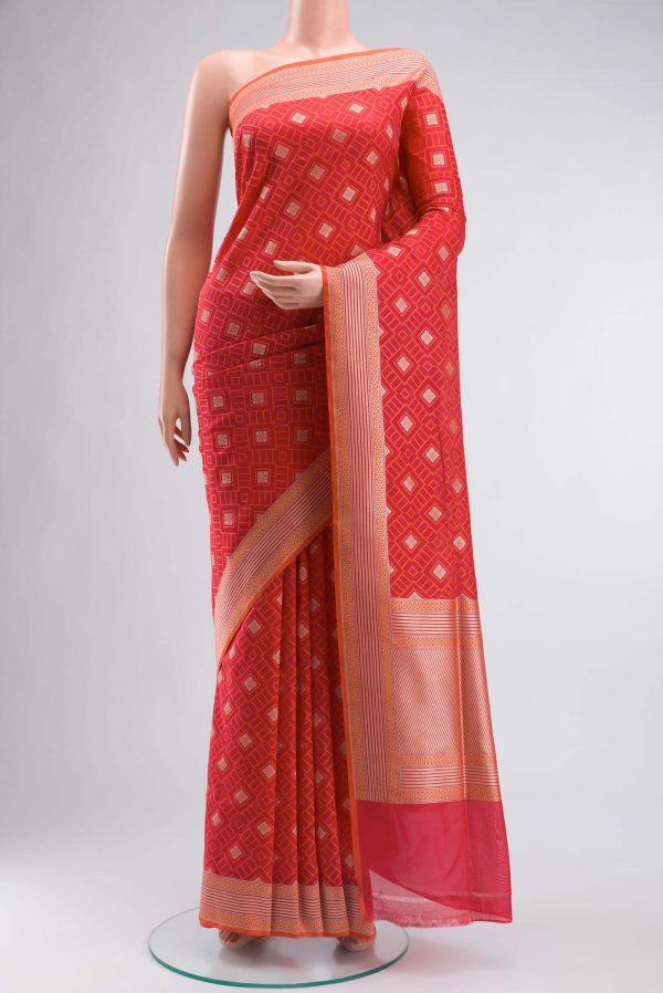 Coral Banarasi Silk Saree