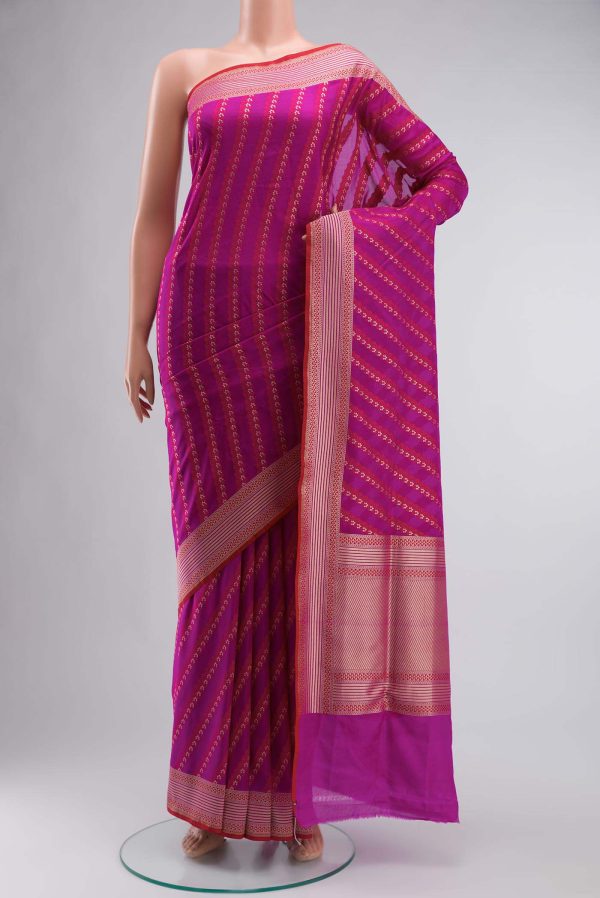 Magenta Banarasi Silk Saree