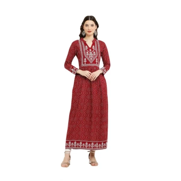 Women's Casual Rayon Full sleeve Kurti (Maroon)