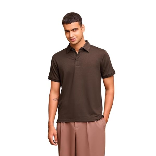 Men Solid Polo Collar Half Sleeve Casual T-Shirt