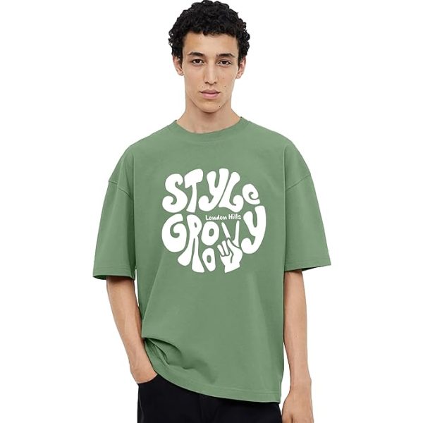 Men Green Graphic Print Half Sleeve Casual T-Shirt