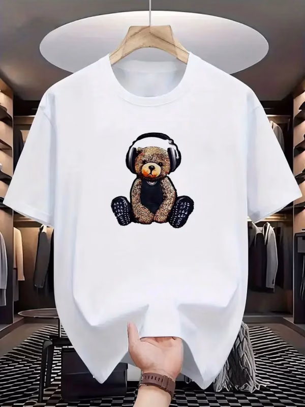 Men White Panda Graphic Printed T-Shirt Casual Streetwear