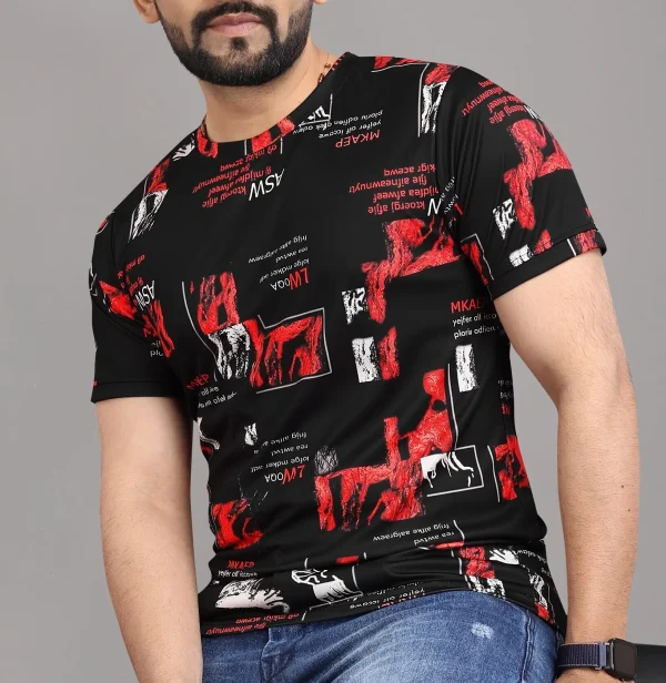 Black All-Over Graphic Printed Street Style T-Shirt
