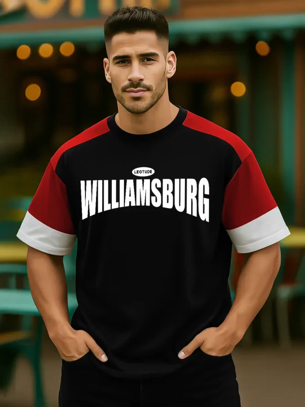 Williamsburg Color-Block Streetwear Half Sleeve T-Shirt