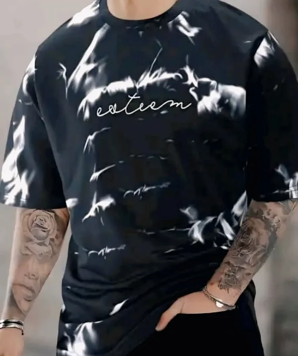Men Black Tie Dye Printed Casual Streetwear T-Shirt