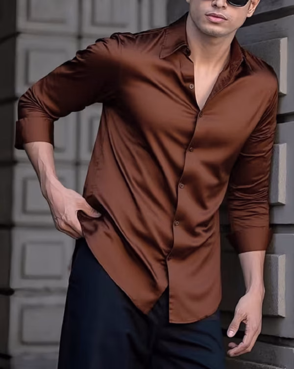 Brown Solid Casual Shirt