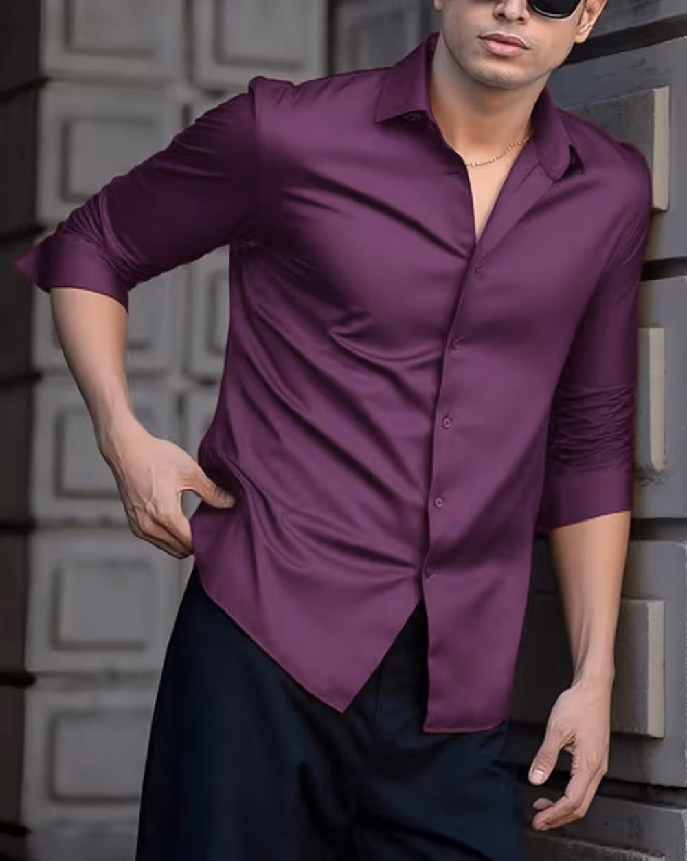 Purple Solid Casual Shirt