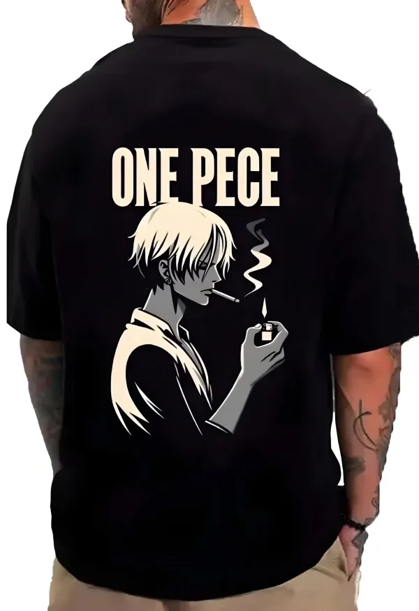 Black Anime Character Graphic Printed T-Shirt