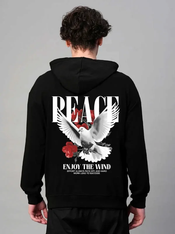 Men Black Printed Sweatshirt Oversized Casual Streetwear