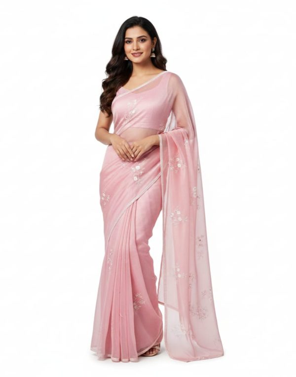 Gulabi Organza Saree