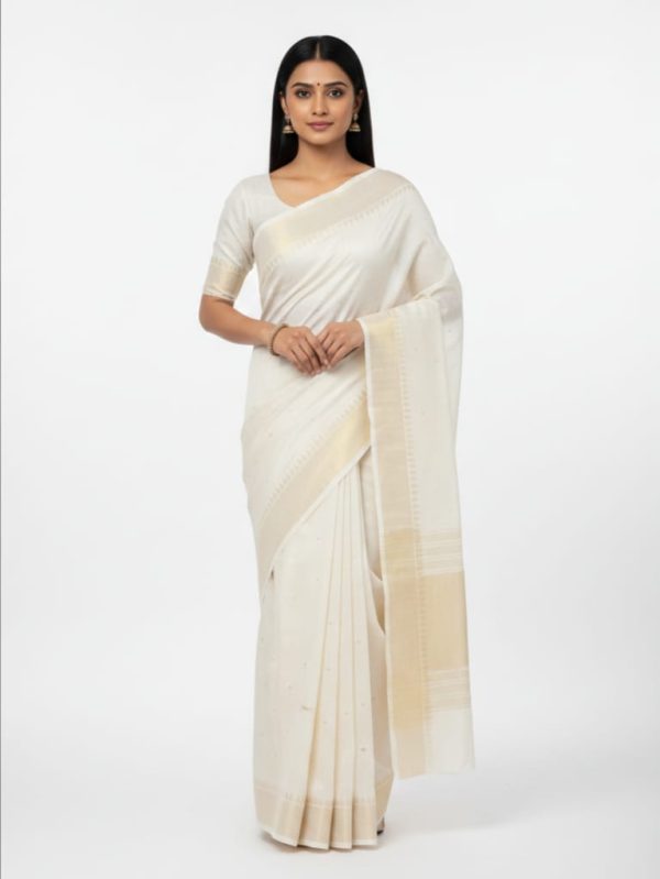Pearl White Chanderi Saree