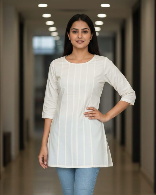 Ivory Line Panel Short Kurti Top