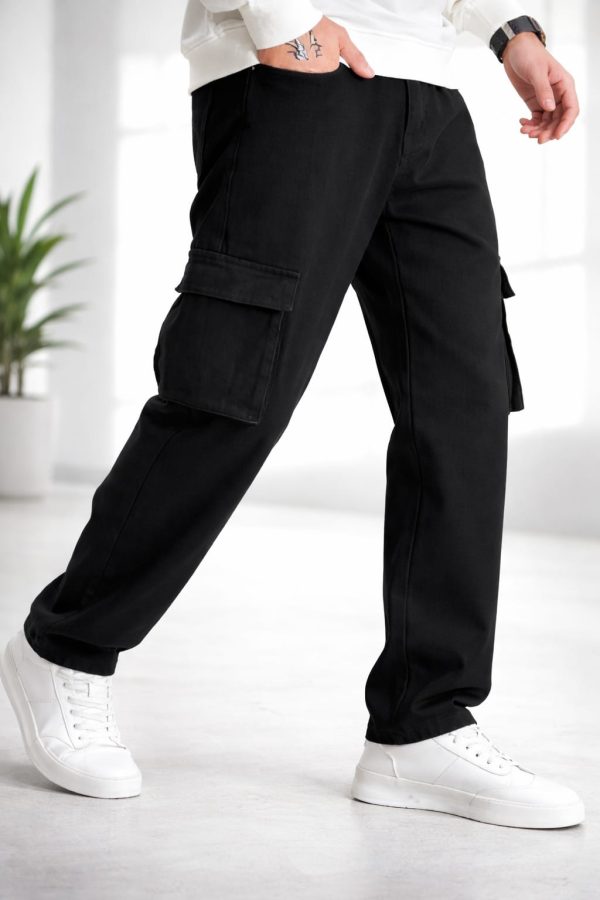 Midnight Utility Black Cargo Denim Jeans
