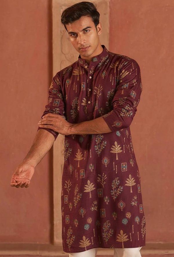 Royal Ember Motif Kurta