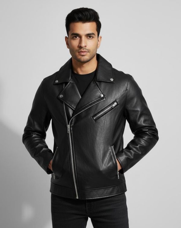 Men's Premium Black Leather Biker Jacket