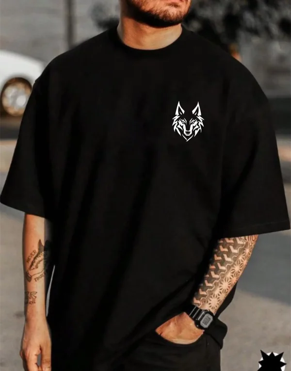 Men Black Minimal Logo Graphic Casual T-Shirt