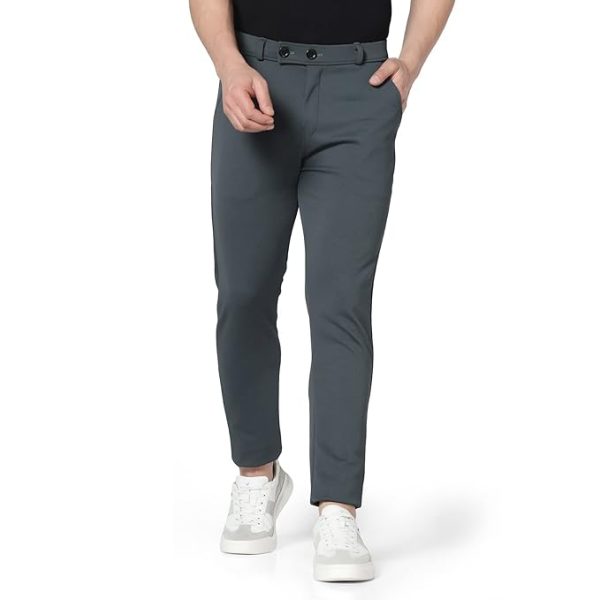 Dark Grey Slim Fit Formal Trousers