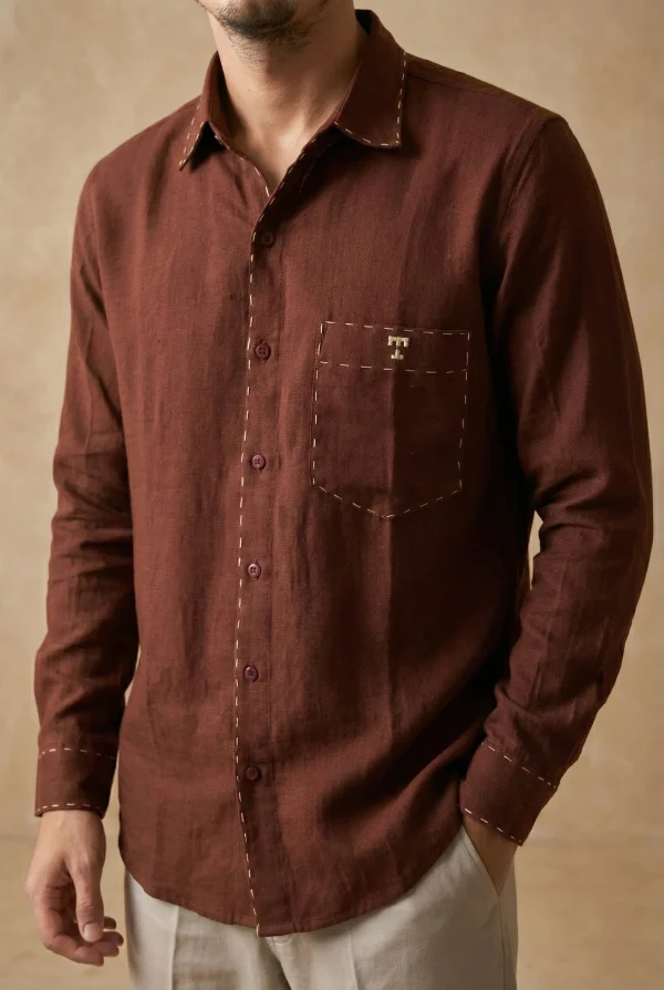 Earth Brown Casual Cotton Shirt